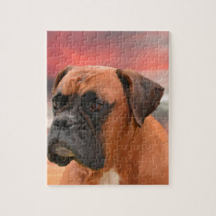 Niedlicher Boxer Hund Aquarellmalerei Art Puzzle