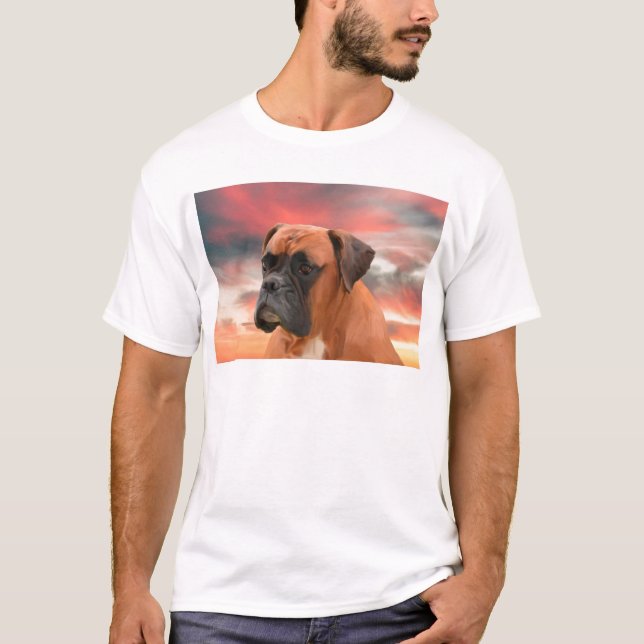 Niedlicher Boxer Hund Aquarellmalerei Art T-Shirt (Vorderseite)