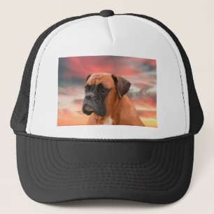 Niedlicher Boxer Hund Aquarellmalerei Art Truckerkappe