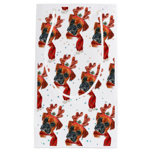 Niedlicher Boxer Hund mit Rentier Antlers Weihnach Kleine Geschenktüte