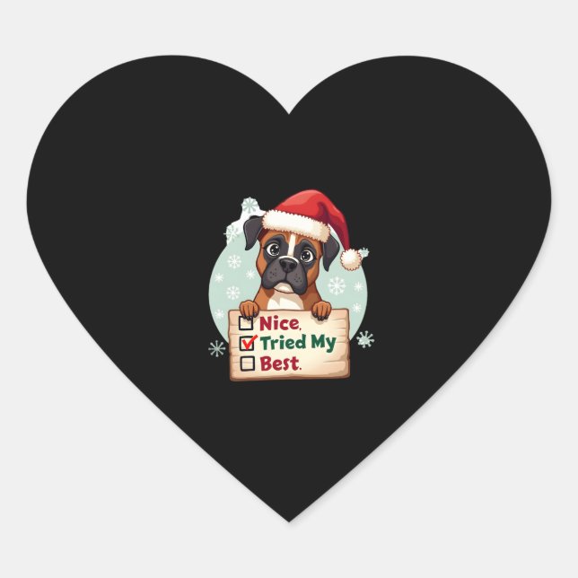 Niedlicher Boxer Hund Weihnachten Nizza mein Beste Herz-Aufkleber (Vorderseite)