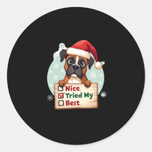 Niedlicher Boxer Hund Weihnachten Nizza mein Beste Runder Aufkleber