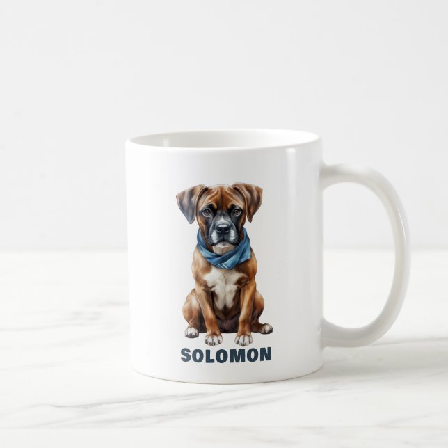Niedlicher Boxer mit Scarf Personalisiert Kaffeetasse (Rechts)
