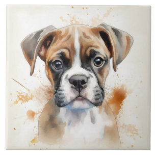 Niedlicher Boxer Welpe Watercolor Fliese