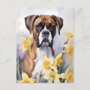 Niedlicher Boxerhund mit gelben Faustfarben Wasser Postkarte
