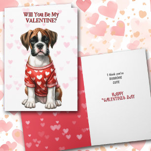 Niedlicher Boxerwelpen im Sweater Valentine Feiertagskarte