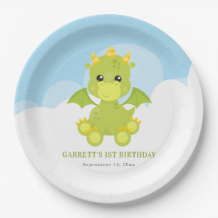 Niedlicher Boy Dragon 1. Geburtstag Pappteller