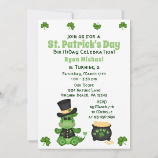 Niedlicher Boy Dragon St. Patrick's Day Geburtstag Einladung