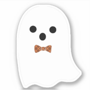 Niedlicher Boy Ghost mit Kariertem Bow Halloween S Aufkleber