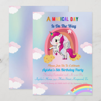 Niedlicher Brauch 5. Einhorn Geburtstagsparty Invi Einladung