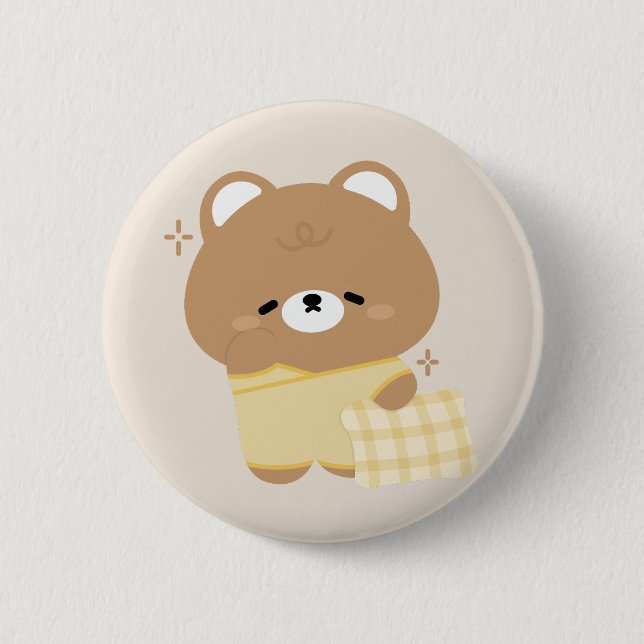 Niedlicher Braunbär Button (Vorderseite)