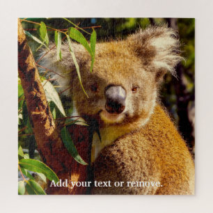 Niedlicher Braunbär, der Eukalyptus-Blätter isst, Puzzle