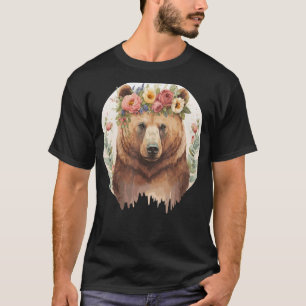 Niedlicher Braunbär Grizzle Blume Krontiere Tierli T-Shirt