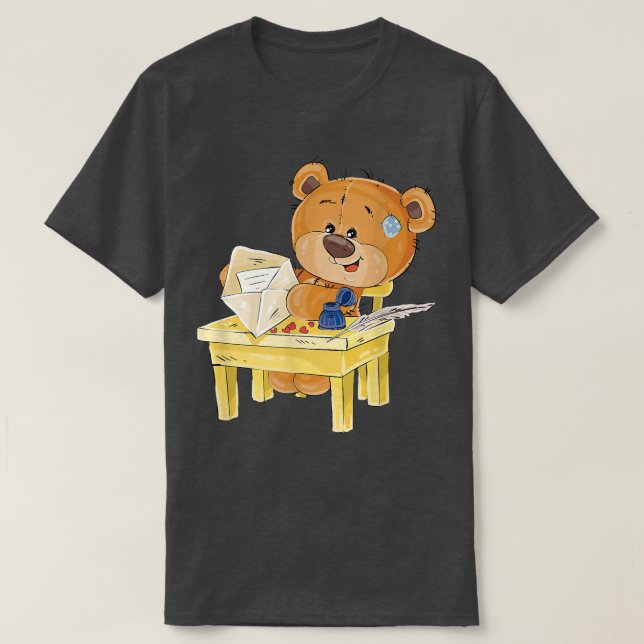 Niedlicher Braunbär sitzt auf einem Stuhl T-Shirt (Design vorne)