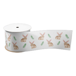 Niedlicher Brauner Aquarell-Osterhase und Grün Satinband