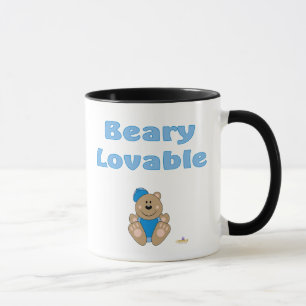 Niedlicher brauner Bär Blue Baseball Caary Lovable Tasse