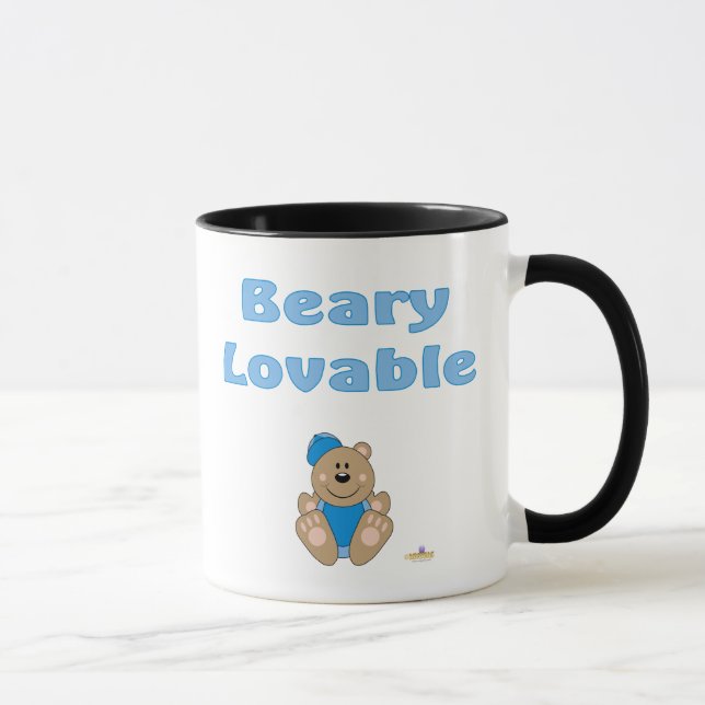 Niedlicher brauner Bär Blue Baseball Caary Lovable Tasse (Rechts)