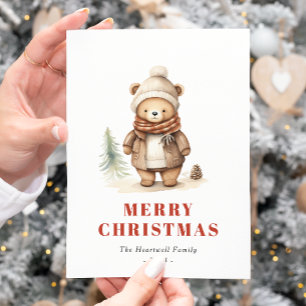 Niedlicher brauner Bär Frohe Weihnachtsfeiertag Po Feiertagspostkarte