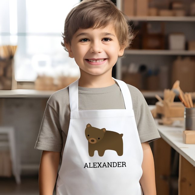 Niedlicher brauner Bär Personalisiert Kinderschürze (Von Creator hochgeladen)