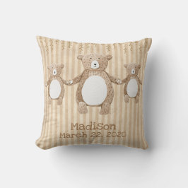 Niedlicher brauner Bärenstreifen Name rustikal Kissen