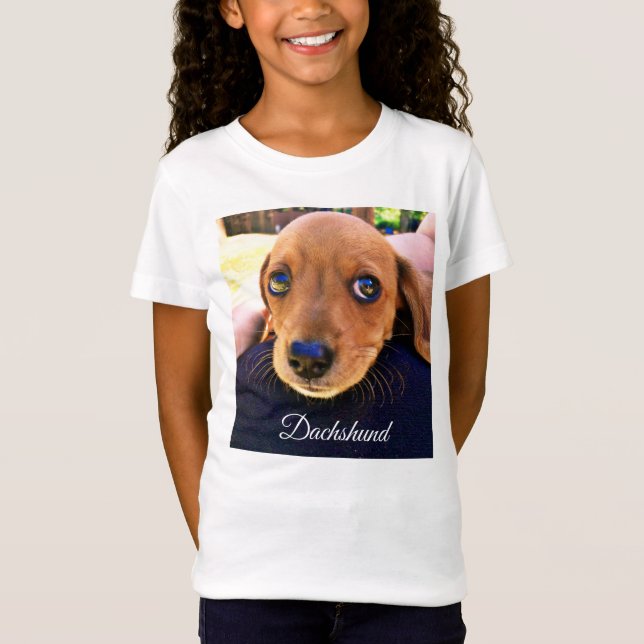 Niedlicher brauner Dackel Welpenhund T-Shirt (Vorderseite)