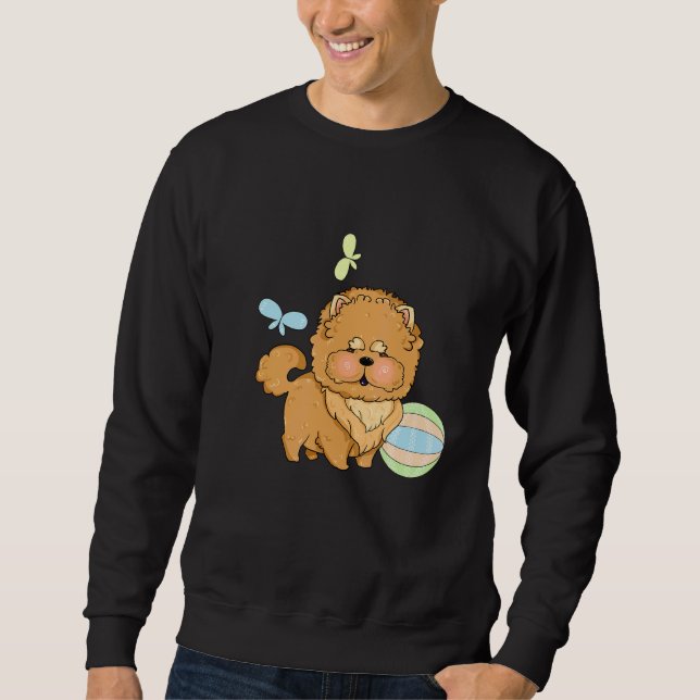 Niedlicher brauner Hund und Ball Sweatshirt (Vorderseite)