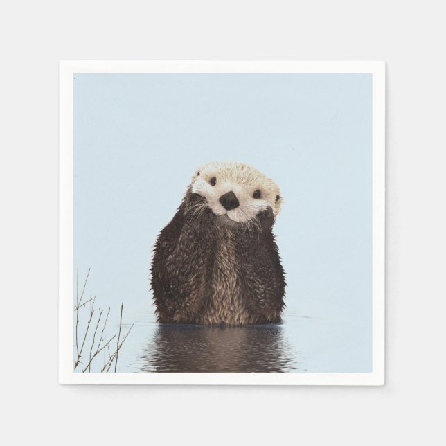 Niedlicher brauner Otter im Wasser Serviette (Vorderseite)