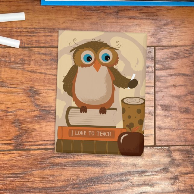 Niedlicher brauner Owl Teacher Rechteckige Taste Button (Cute brown owl educator rectangular button . )