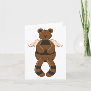 Niedlicher brauner Teddy-Bär mit Angel Wings Karte