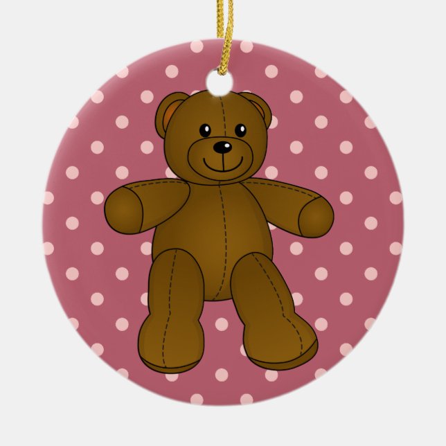 Niedlicher brauner Teddybär Keramikornament (Vorne)