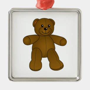 Niedlicher brauner Teddybär Silbernes Ornament