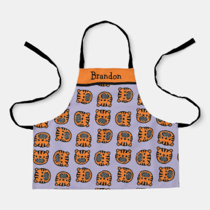 Niedlicher brauner Tiger sieht lila aus Schürze