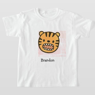 Niedlicher brauner Tiger sieht lila aus T-Shirt