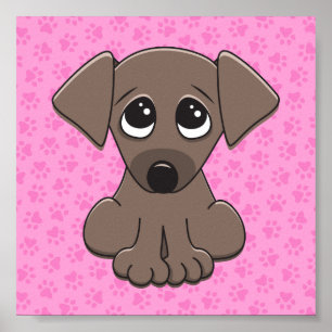 Niedlicher brauner Welpenhund auf rosa Pfoten druc Poster