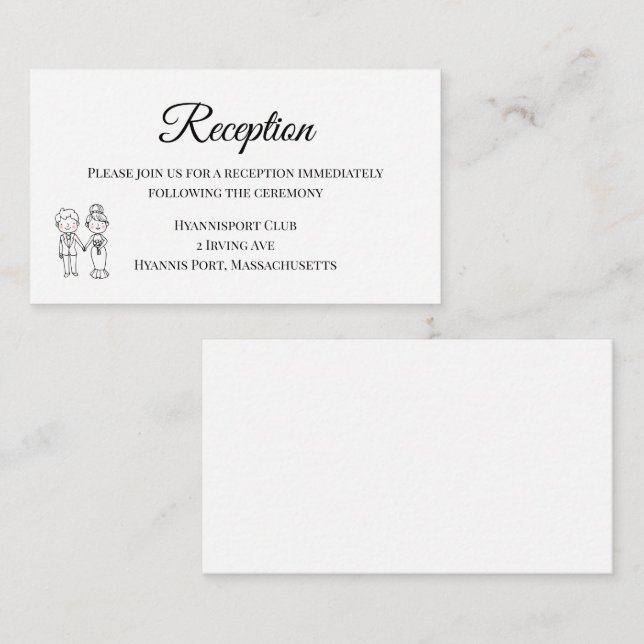 Niedlicher Brautgarten Schwarz-weiß Hochzeitsempfa Begleitkarte (Vorne/Hinten)