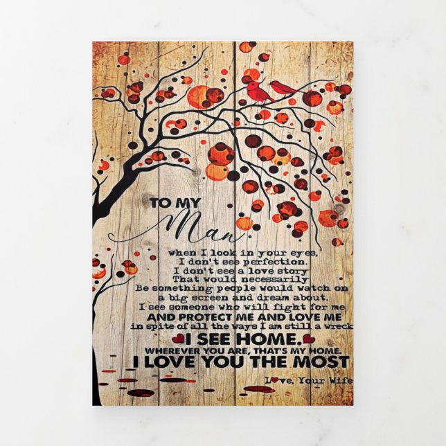 Niedlicher Brief an Ehemann | Liebliches Geschenk  Dreifach Gefaltete Ankündigung (Cover)