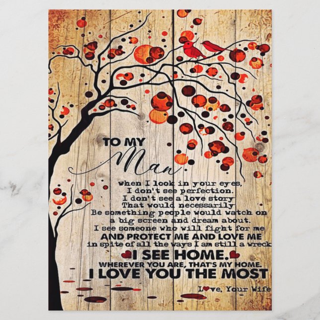 Niedlicher Brief an Ehemann | Liebliches Geschenk  Menükarte (Vorderseite)