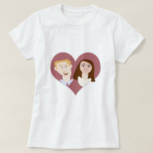 Niedlicher britischer Couple Royal Cartoon Liebe D T-Shirt
