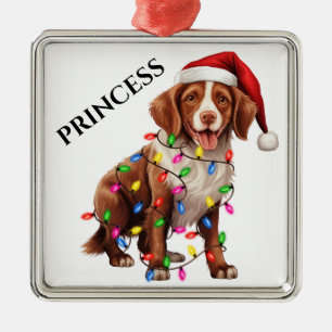 NIEDLICHER BRITTANY HUND MIT CHRISTMAS LIGHTS ORNAMENT AUS METALL