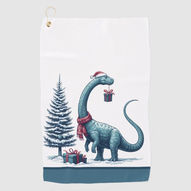 Niedlicher Brontosaurus Weihnachtsgolfhandtuch Golfhandtuch (Vorderseite)