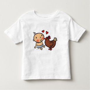 Niedlicher Brown-HuhnPeck auf der Backe für Baby Kleinkind T-shirt