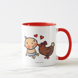 Niedlicher Brown-HuhnPeck auf der Backe für Baby Tasse