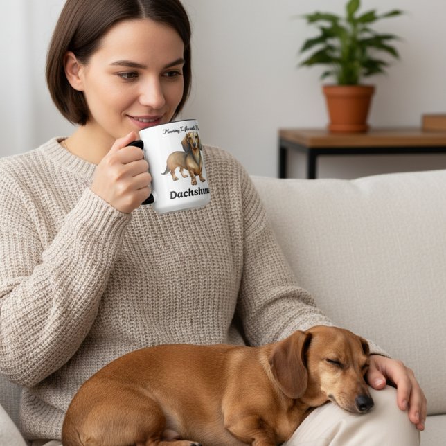 Niedlicher Brown-Morgenkaffee mit meiner Dackel Verwandlungstasse (Von Creator hochgeladen)