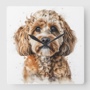 NIEDLICHER BROWN TAN COCKAPOO PUPPY HUND QUADRATISCHE WANDUHR