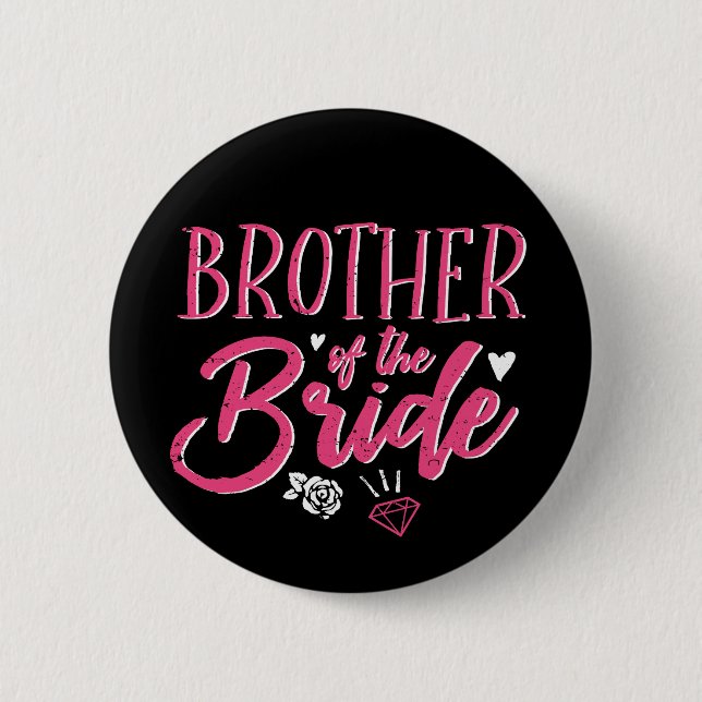 Niedlicher Bruder der Bride Pink Kalligraphie-Schr Button (Vorderseite)