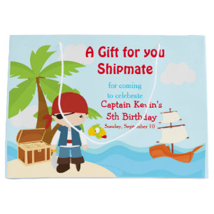 Niedlicher Brünetter Pirate Eye Patch Boy zum Gebu Große Geschenktüte