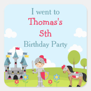 Niedlicher Brünetter Ritter: "Ich bin hingegangen" Quadratischer Aufkleber