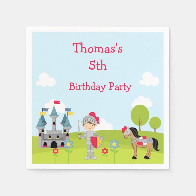 Niedlicher Brünetter Ritter: "Ich bin hingegangen" Serviette (Vorderseite)