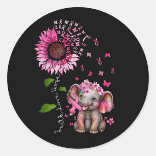 Niedlicher Brustkrebs-Elefant mit Sonnenblumen und Runder Aufkleber