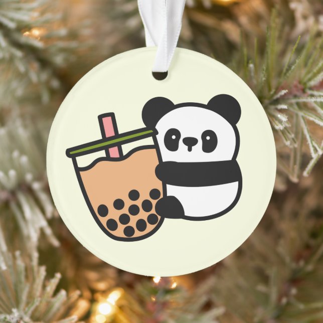 Niedlicher Bubble Tee & Panda Bär Ornament (Baum)